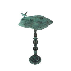 25 Inch Rustic Metal Bird Bath Outdoor Garden Verdigris Water Basin Yard Decor